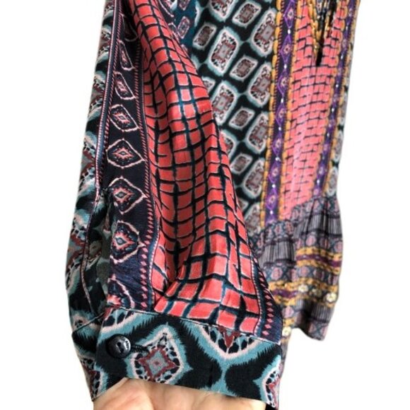 NWOT TOLANI Rory Mixed-Print with Embroidery Flounce-Hem Tunic Dress - Picture 11 of 16